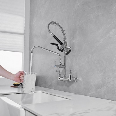 Polished Chrome High-Arc Commercial Kitchen Faucet with Pull-out Spray