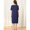 cheibear Women's Nightgown Button Down Short Sleeve Soft Modal Loose Pajama Sleepshirt - 3 of 4