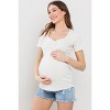 Hello Miz Women's Ribbed Short Sleeve Sweetheart Neck Maternity Top - 2 of 4