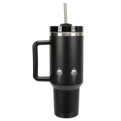 Elanze Designs Ice Cream Cone Treats Dessert 40 oz. Stainless Steel, Large Water Bottle Coffee Mug, Spill & Leak Resistant, Thermal Travel Tumbler