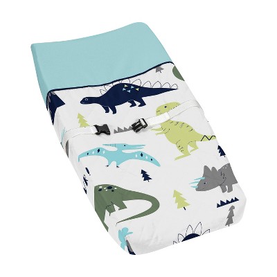 Image of Sweet Jojo Designs Changing Pad Cover - Blue & Green Mod Dino