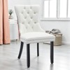 Set of 2 Modern Tufted Dining Chairs with Nailhead Trim, PU Leather and Velvet Upholstered Seat, Solid Rubberwood Legs, Contemporary Accent Chairs - 2 of 4
