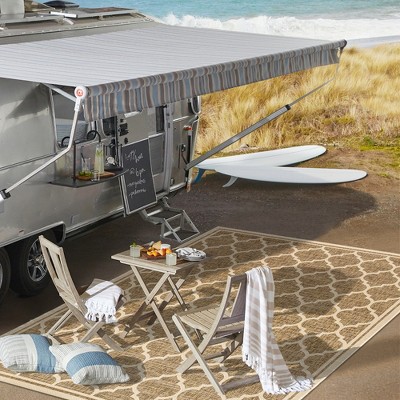 Trebol Moroccan Trellis Brown Beige 9' x 12' Indoor Outdoor Area Rug