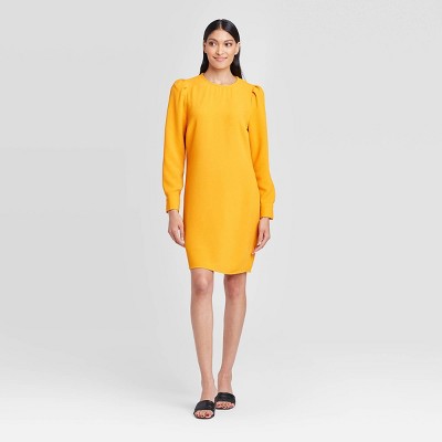 yellow long sleeve dress women's