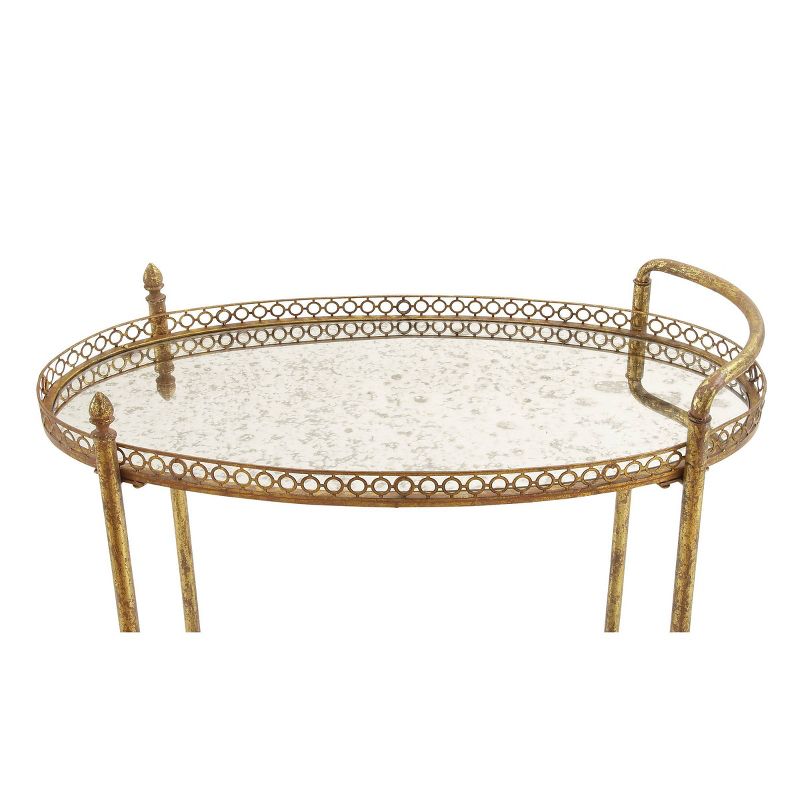 Oval Mirror Rolling Bar Cart Gold - Olivia &#38; May, 5 of 7
