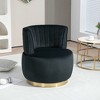 Lyngins Swivel Accent Chairs with Armrest,Upholstered Swivel Reading Chairs with Curved Backrest,Velvet Barrel Chairs for Bedroom,Living Room - 2 of 4