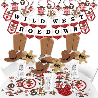 Big Dot of Happiness Western Hoedown - Wild West Cowboy Party Supplies - Banner Decoration Kit - Fundle Bundle