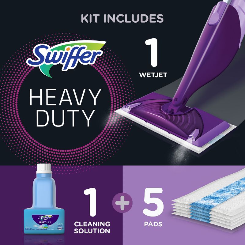 Swiffer WetJet Floor Mop Starter Kit (1 Spray Mop, 5 Mopping Pads, 1 Floor Cleaner Liquid Solution), 5 of 21