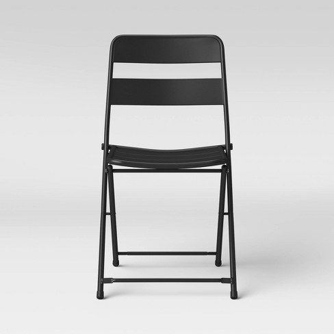 Metal Slat Patio Folding Chair Black, Folding Metal Patio Chairs
