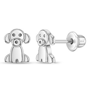 Girls' Puppy Dog Screw Back Sterling Silver Earrings - In Season Jewelry - 1 of 4