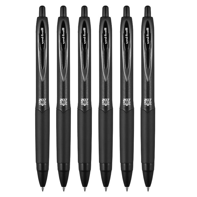 uniball 6pk 207 Plus+ Gel Pen  0.7mm Medium Point Black Ink Black Barrel, 3 of 8
