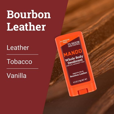 Mando Whole Body Deodorant - Men&#8217;s Aluminum-Free Smooth Solid Stick Deodorant - Bourbon Leather - Trial Size - 0.5oz_4