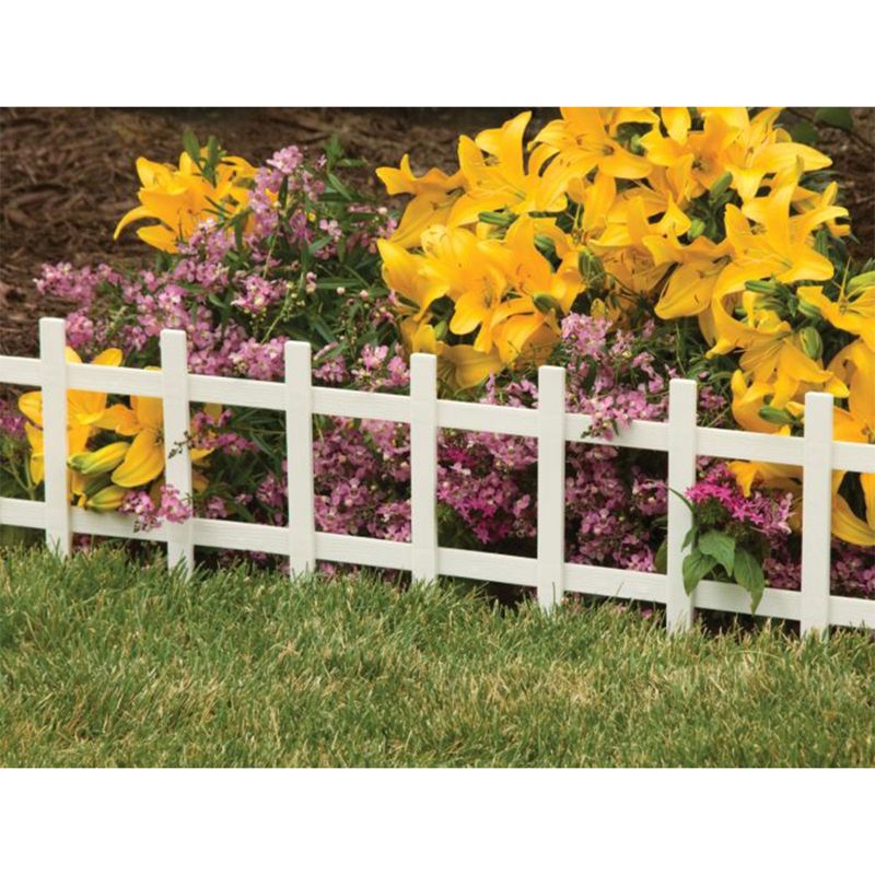 Suncast Cape Cod Styling Weatherproof Long Border Fence with Interlocking Tabs for Garden and Yard Edging Solution, White (4 Pack), 5 of 7