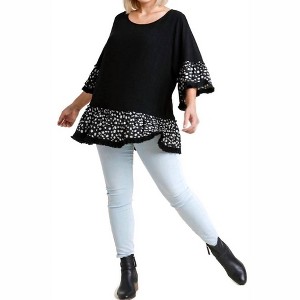 Women's Spotted Bell Sleeve Frayed Top - umgee - 1 of 4