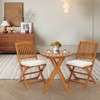 Tangkula 3 PCS Patio Bistro Set Acacia Wood Folding Set w/ Round Coffee Table & Padded Cushion Outdoor Chair and Table Set for Balcony Garden Beige - 4 of 4