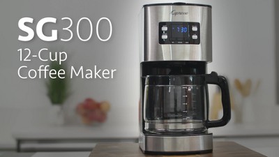 SG300 12-Cup Stainless Steel Coffee Maker with Glass Carafe