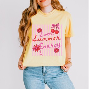 Sweet Summer Energy Cherries - Women's Boxy Crop Top Graphic T