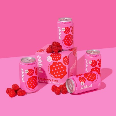 Poppi Raspberry Rose Prebiotic Soda - 4pk/12 fl oz Cans_1