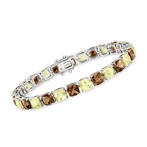 Ross-Simons 13.00 ct. t.w. Smoky Quartz and 12.00 ct. t.w. Lemon Quartz Tennis Bracelet in Sterling Silver Size 8 - 1 of 3