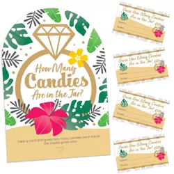 Big Dot of Happiness Last Luau - How Many Candies Tropical Bachelorette Party and Bridal Shower Game - 1 Stand and 40 Cards - Candy Guessing Game