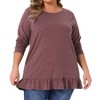 Women's Plus Size Ruffled Hem Crew Neck Long Sleeve Flowy Casual Tunic Tops with Pockets - Agnes Orinda - 2 of 4