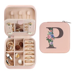 Unique Bargains Portable Mini PU Leather Storage Display Holder Jewelry Box with Mirror for Women - 1 of 4