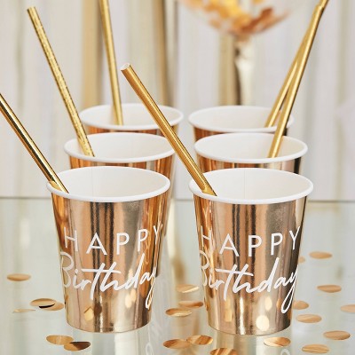 'Happy Birthday' Decorative Party Cup Gold