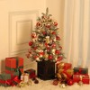 Homhougo 3FT Snow Flocked Christmas Tree with Red Berries and Rustic Pot Base, Ideal for Small Holiday Spaces - 3 of 4