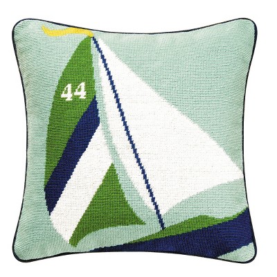 C&F Home 16" x 16" Sailboat Needlepoint Pillow