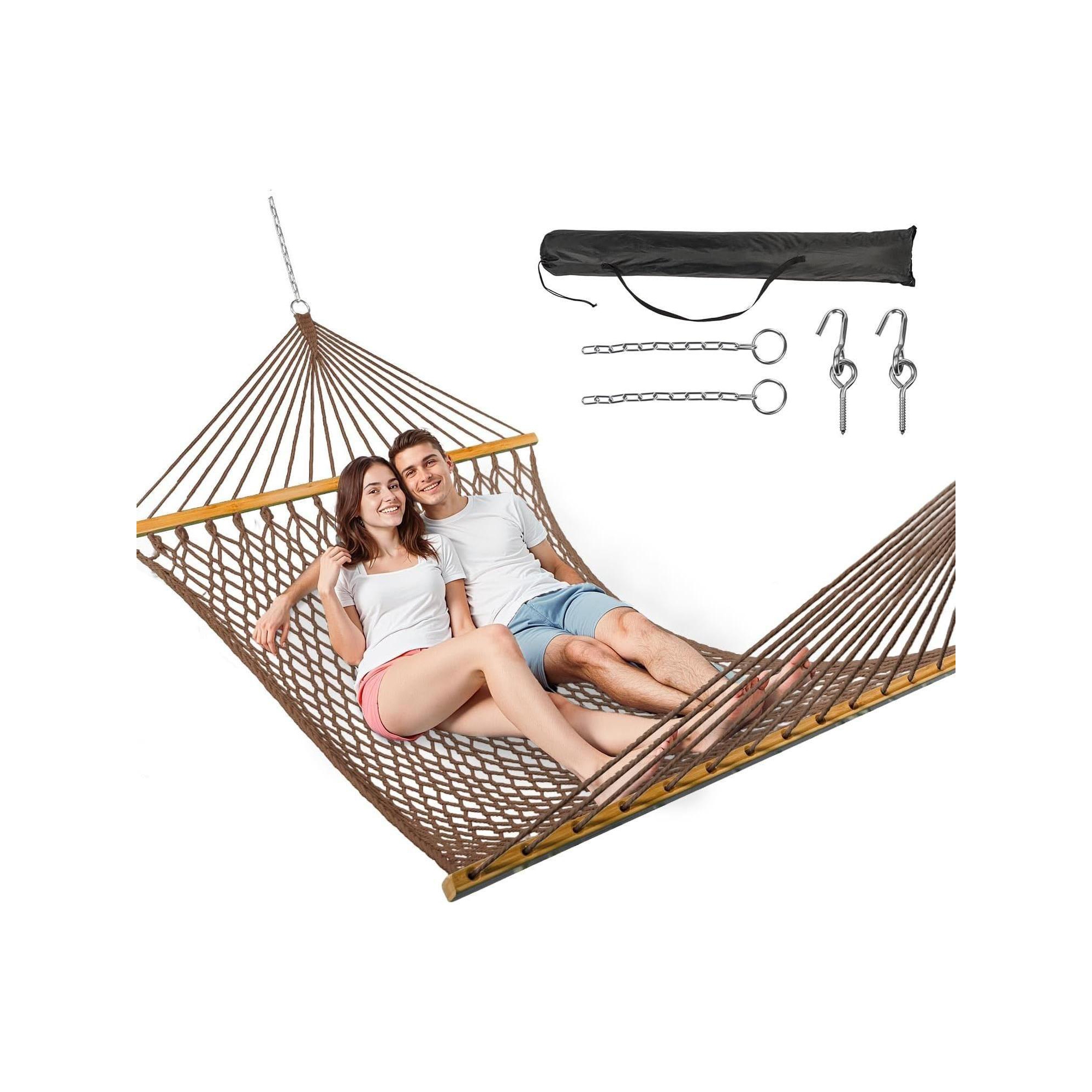 Mastgoal Double Hammock for 2 Person, High-quality Polyester Fabric Hammock with Spreader Bar Without Stand