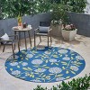 GDFStudio Poconos Outdoor Floral 7'10" Round Area Rug, Blue/Green - 2 of 4