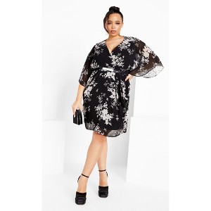 Women's Plus Size Bouquet Mini Dress - black | CITY CHIC - 1 of 4