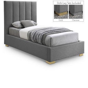 Meridian Furniture,Pierce Linen Textured Fabric Bed - 1 of 4