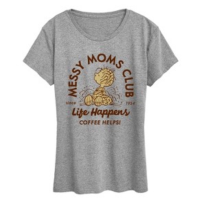 Women's - Peanuts - Messy Moms Club Short Sleeve Graphic T-Shirt - 1 of 4