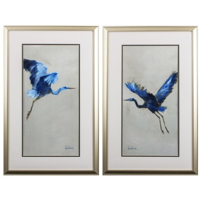 HomeRoots Set of Two Blue Heron Framed Art