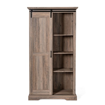 Graywash Freestanding Storage Cabinet with Adjustable Shelving