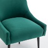 SEYNAR Modern Glam Velvet Black Metal Legs Dining Chair or Vanity Chair Set of 6 with Rear Handle - 3 of 4