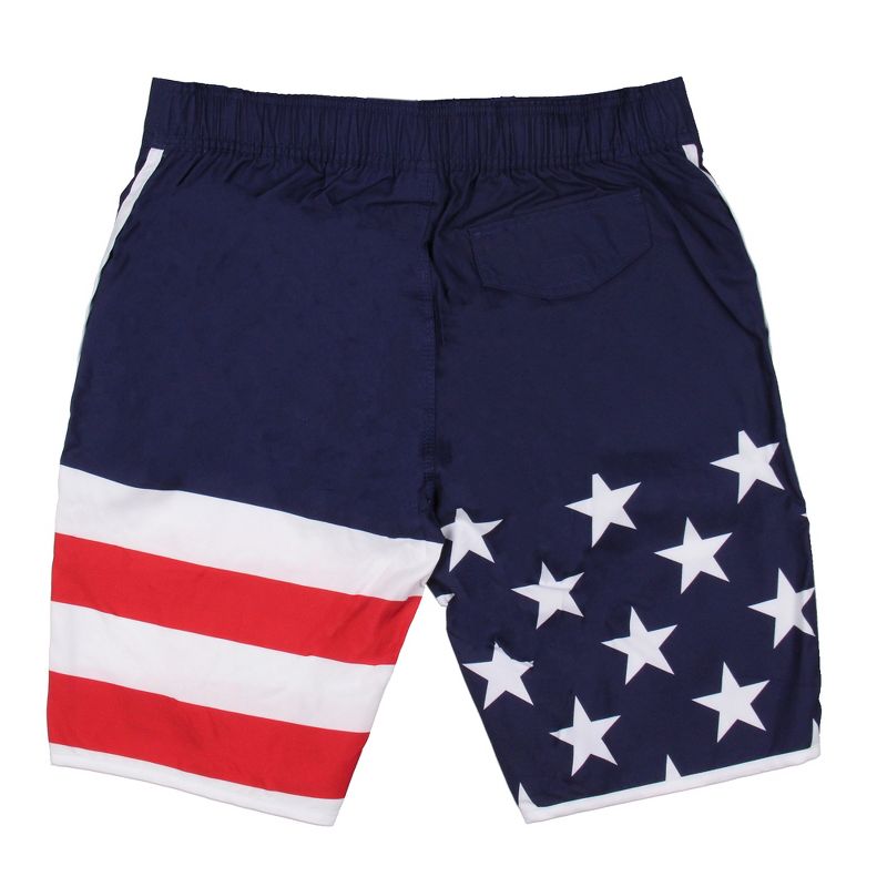 USA Men's Patriotic Red White Blue American Flag Swim Trunks Board Shorts, 4 of 7