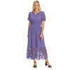 Collections Etc Lace Detail Sleeve & Border V-Neck Smocked Waist Dress - 4 of 4