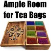Wooden Tea Bag Storage Box with Carved Lid, 8-Compartment Tea Chest Organizer Spice Packets Container f - 3 of 4