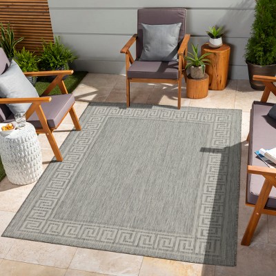 Lyngins Indoor/Outdoor Rug, Border Area Rug for Living Room, Durable Polypropylene, Kid/Pet-Friendly Patio Rug, Stain-Resistant Living Room Rug