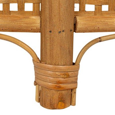 Natural Bamboo and Rattan Round Accent Table with Storage
