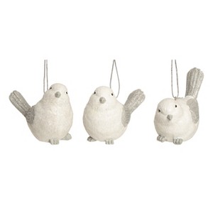 Transpac Resin Silver Wing Bird Ornament Set of 3 Christmas Home Decorations - 1 of 1