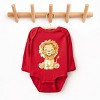 The Juniper Shop Watercolor Lion Long Sleeve Bodysuit - NB - Red - 2 of 4