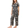 cheibear Women's Silky Short Sleeves Sleepshirt with Pants Sleepwear Pajama Set 2 Pcs - 2 of 4