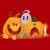 Junior's Design By Humans Halloween Cartoon Pumpkins And Ghost By VectorVillain T-Shirt - 2 of 3