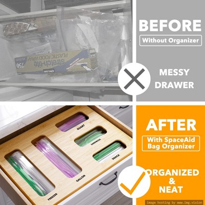 SpaceAid Bag Storage Organizer,Compatible with Gallon, Quart, Sandwich and Snack Variety Size Bag for Kitchen Drawer (1 Box 5 Slots) — фото 2