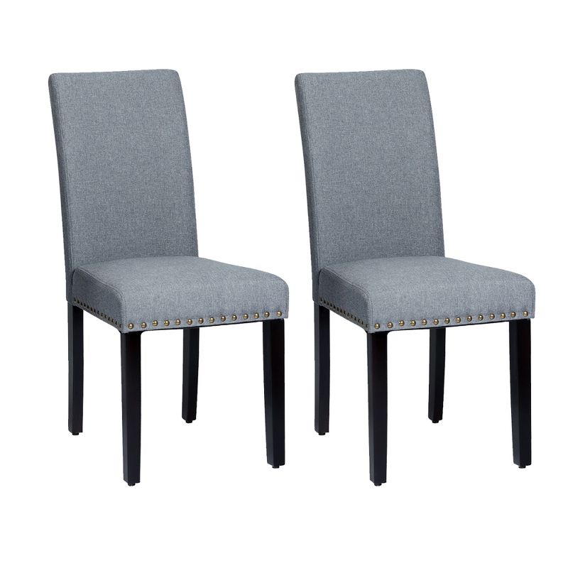 Costway Set of 2 Fabric Dining Chairs Upholstered with Nailhead Trim, 1 of 13