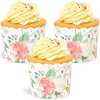 Sparkle and Bash 50 Pack Floral Cupcake Wrappers for Wedding, Watercolor Flower Paper Baking Cups and Liners for Tea Party- 2.25x2.75 In - 3 of 4