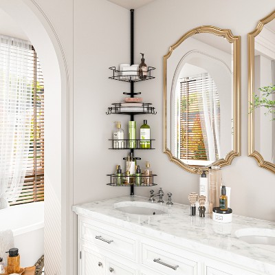 Tension Pole 4-Tier Adjustable Corner Shower Caddy